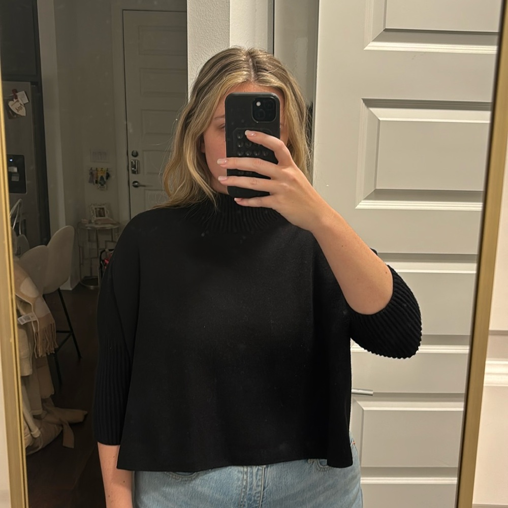 black turtleneck sweater